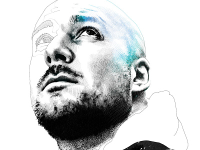 Portrait of Kool Savas drawing face german hiphop illustration ink kool savas pencil portrait rapper watercolor