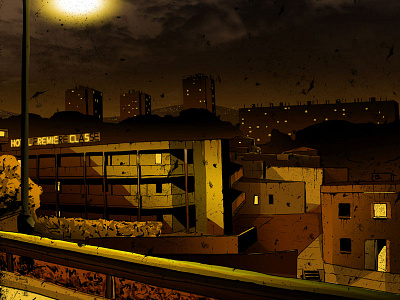 Night-Time Illustrations 01/15 comic digital art drawing gold hotel illustration night photoshop skyline skyscrapers urban wacom