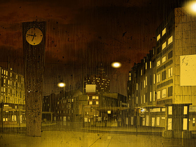 Night-Time Illustrations 14/15 bielefeld city comic digital art drawing germany gold illustration night photoshop urban wacom