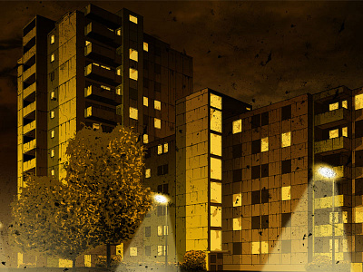 Night-Time Illustrations 15/15 bielefeld city comic digital art drawing gold illustration night photoshop skyscraper urban wacom