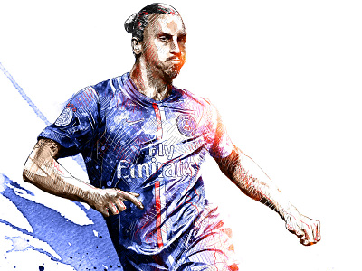 Sport Illustration: Zlatan Ibrahimovic digital art drawing football ibrahimovic illustration ink pencil photoshop soccer sport wacom watercolor