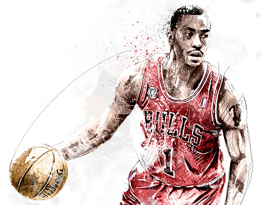 Sport Illustration: Basketball basketball chicagobulls digital art drawing illustration ink nba pencil photoshop sport wacom watercolor