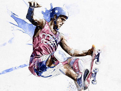 Sport Illustration: Skateboarding digital art drawing illustration ink pencil photoshop skate skateboarding sport wacom watercolor