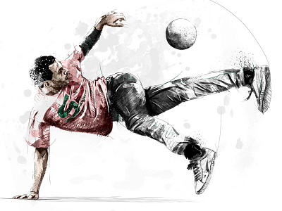 Sport Illustration: Freestyle Football digital art drawing football freestyle illustration ink pencil photoshop soccer sport wacom watercolor