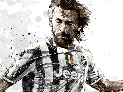 Sport Illustration: Andrea Pirlo digital art drawing football illustration ink pencil photoshop pirlo soccer sport wacom watercolor