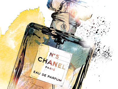 Fragrance Illustration: Chanel No.5 chanel digital art drawing fragrance illustration ink paris pencil perfume photoshop wacom watercolor