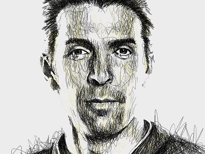 Scribble Portrait: Buffon buffon drawing football illustration pencil photoshop portrait scribble sketch soccer sport wacom