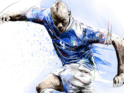 Sport Illustration: Balotelli balotelli digital art drawing football illustration ink pencil photoshop soccer sport wacom watercolor