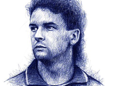 Scribble Portrait: Roberto Baggio baggio drawing football illustration pencil photoshop portrait scribble sketch soccer sport wacom
