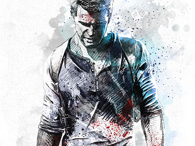 Video Game Illustration: Uncharted character design digital art drawing illustration ink pencil photoshop playstation uncharted video game wacom watercolor
