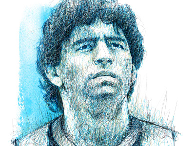 Scribble Portrait: Maradona digital art drawing illustration ink maradona pencil photoshop portrait soccer sport wacom watercolor