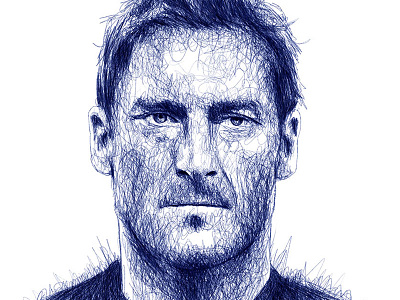 Scribble Portrait: Totti digital art drawing illustration ink pencil photoshop portrait soccer sport totti wacom watercolor