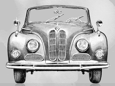 Oldtimer Illustration: BMW blackandwhite bmw car digital art drawing grey illustration oldtimer pencil photoshop wacom