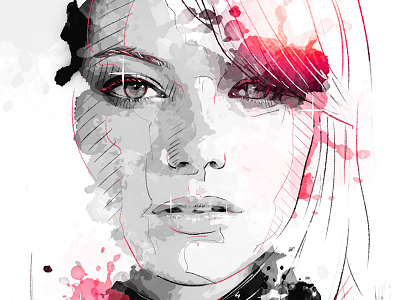Digital Portrait Illustration: Emma Stone digital art drawing emma stone hollywood illustration ink movie pencil photoshop portrait wacom watercolor