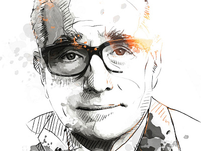 Digital Portrait Illustration: Martin Scorcese digital art drawing hollywood illustration ink movie pencil photoshop portrait scorsese wacom watercolor