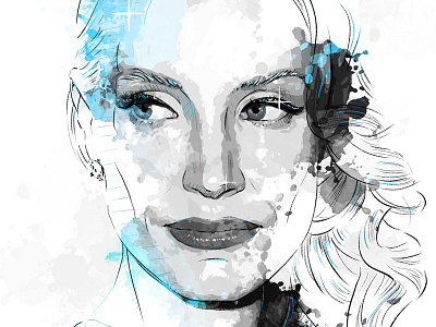 Digital Portrait Illustration: Jessica Chastain digital art drawing hollywood illustration ink jessica chastein movie photoshop portrait wacom watercolor