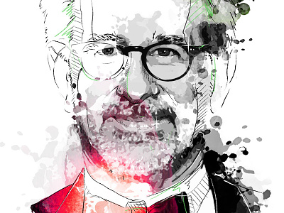 Digital Portrait Illustration: Steven Spielberg digital art director drawing hollywood illustration ink movie photoshop portrait spielberg wacom watercolor