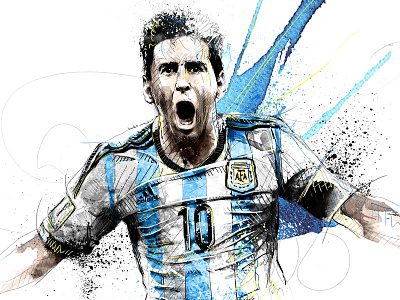 Sport Illustration: Messi digital art drawing football illustration ink messi pencil photoshop soccer sport wacom watercolor