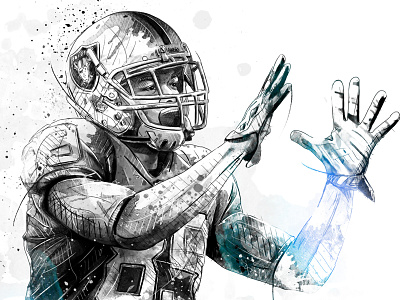 ESPN Illustration: Amari Cooper action amari cooper espn fine liner football hand drawn illustration ink nfl pencil portrait watercolor