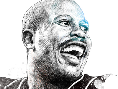 ESPN Illustration: Von Miller espn face fine liner football hand drawn illustration ink nfl pencil portrait von miller watercolor