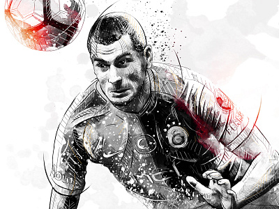 Sport Illustration: Eren Derdiyok derdiyok drawing football galatasaray soccer illustration ink photoshop sport wacom watercolor