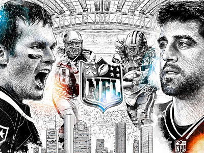 ESPN Illustration : Opener drawing espn football illustration ink nfl pencil photoshop portrait sport wacom watercolor