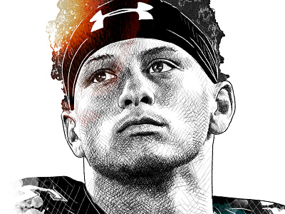 ESPN Illustration: Patrick Mahomes drawing espn face football illustration ink nfl pencil portrait watercolor