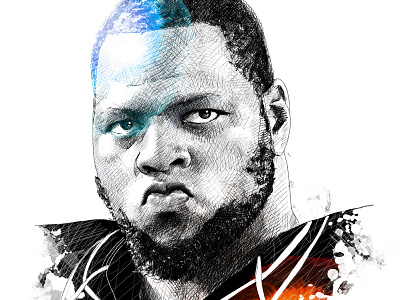 ESPN Illustration: Suh Ndamukong drawing espn face football illustration ink ndamukong nfl pencil portrait watercolor