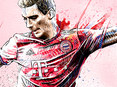 FC Bayern Munich Illustration: Leon Goretzka bayern munich digital art drawing football illustration ink pencil photoshop portrait soccer sport wacom watercolor