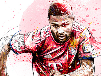 FC Bayern Munich Illustration: Serge Gnabry bayern munich digital art drawing football illustration ink pencil photoshop portrait soccer sport wacom watercolor