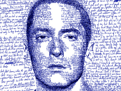 Hand-scripted portrait of Eminem digital art drawing eminem face handlettering hip hop illustration music pencil portrait rap script script lettering wacom