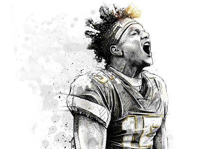 Sport Illustration for Adidas: Patrick Mahomes adidas digital art drawing football illustration ink nfl pencil photoshop portrait sport wacom watercolor