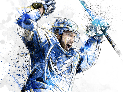 Sport Illustration for Adidas: Nikita Kucherov digital art drawing ice hockey illustration ink nhl pencil photoshop portrait sport wacom watercolor