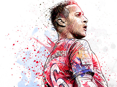 FC Bayern Munich Illustration: Thiago Alcántara bayern munich digital art drawing face football illustration ink pencil photoshop portrait soccer sport wacom watercolor