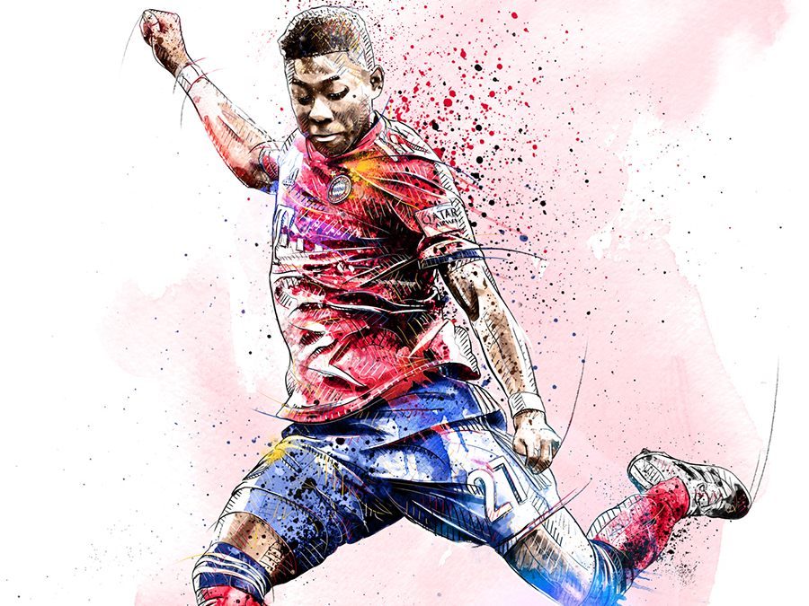 FC Bayern Munich Illustration: David Alaba bayern munich digital art drawing face football illustration ink pencil photoshop portrait soccer sport wacom watercolor