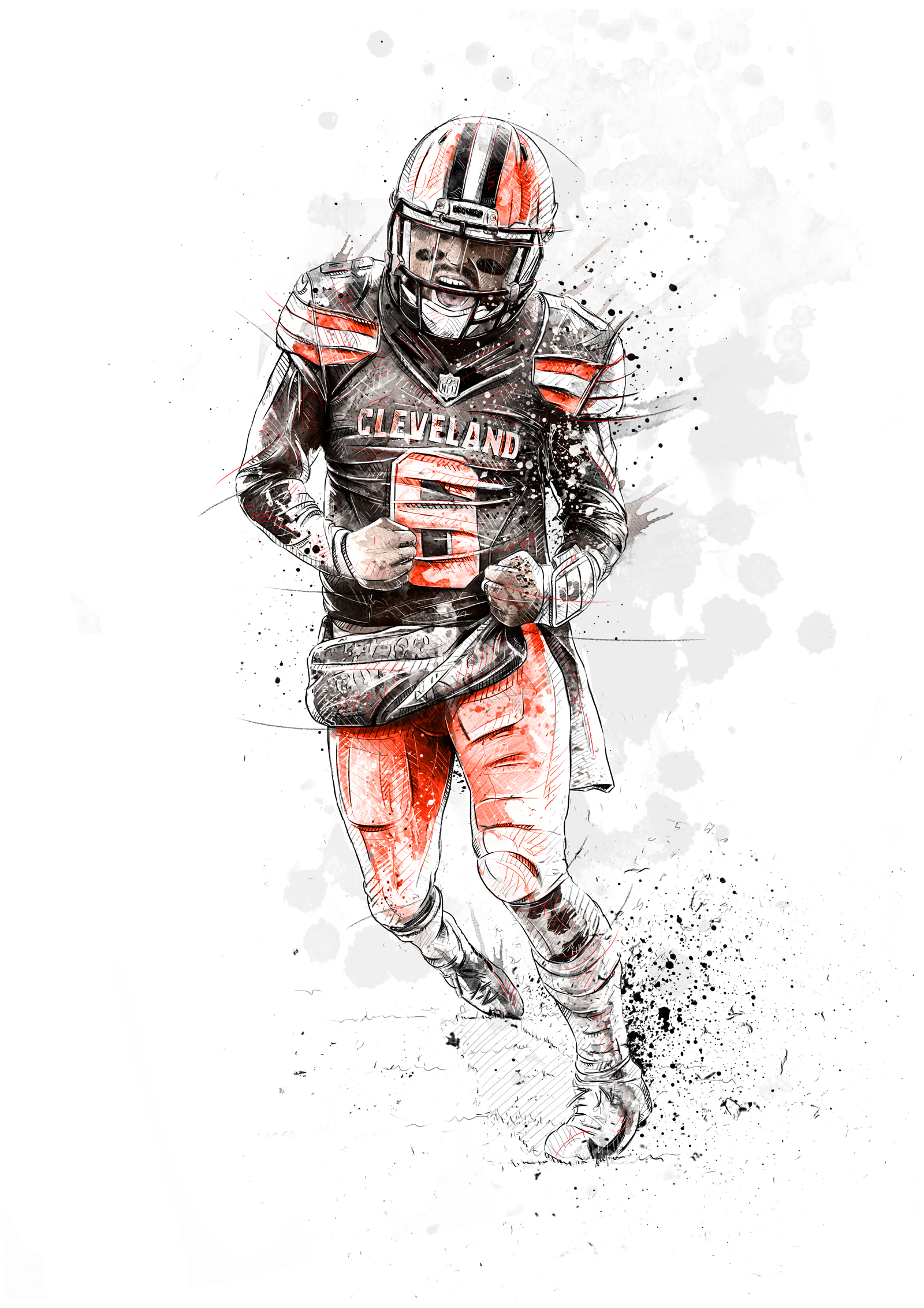 Baker Mayfield Cleveland Browns Watercolor Strokes Pixel