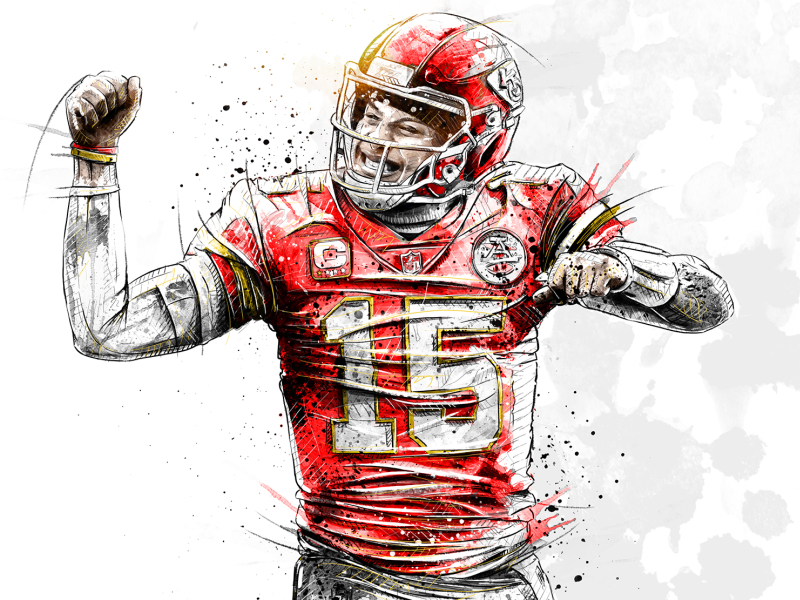 Sport illustration for Bleacher Report Patrick Mahomes by Sergio