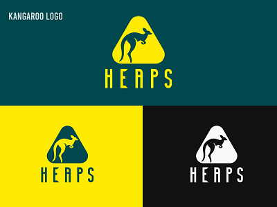 Kangaroo Logo, Heaps Logo Design brand brand identity branding clean colorful dailylogochallenge flat logo heaps logo kangaroo logo logo logo design logodesign logos logotype