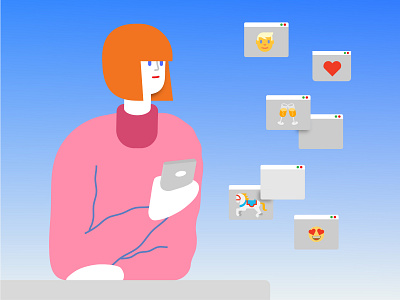 Digital love chat dating app digital illustraion love magazine illustration vector