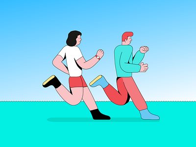 Runners adobe fresh health illustration illustrator joy nature recreation runners sport together