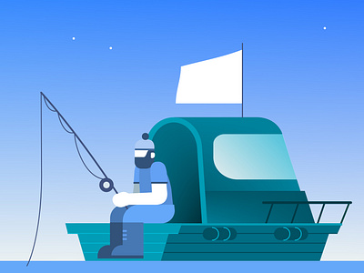 Fisherman adobe fish fishing illustration illustrator nature vector