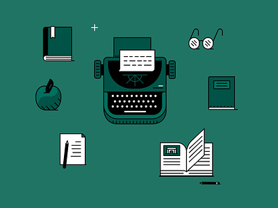 Writers desk adobe desk illustration illustrator vector writer writing writing machine