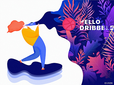 Hello Dribbble blue flower fresh hello dribbble 插图