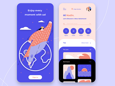 Travel Mobile Concept app design illustrator ui uiux vector