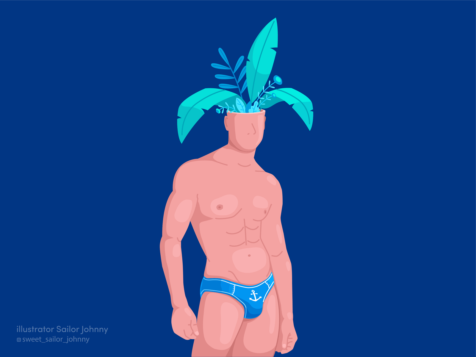 Man and flowers body digital digital 2d digitalart flower gay illustration lgbt man nude people vector vectorart