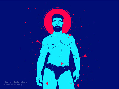 San Sebastian body digital digital 2d digitalart gay illustration lgbt man man cartoon masculine nude people sansebastian vector vectorart