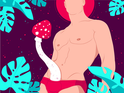 Mushroom art body flower flower illustration flowers gay illustration illustration digital lgbt lgbtq man queer vector vectorart
