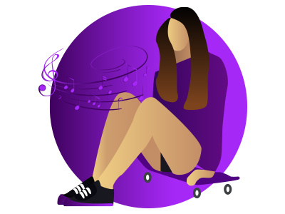 Skater girl illustration app design flat girl gradien icon identity illustration illustrator music purple skate vector web