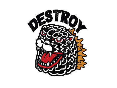 Godzilla Destroy art art work brand design branding design illustration japanese art logo typography vector