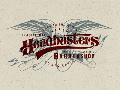 HEADBUSTERS BARBERSHOP art work barbershop brand design branding design illustration logo poster typography vector